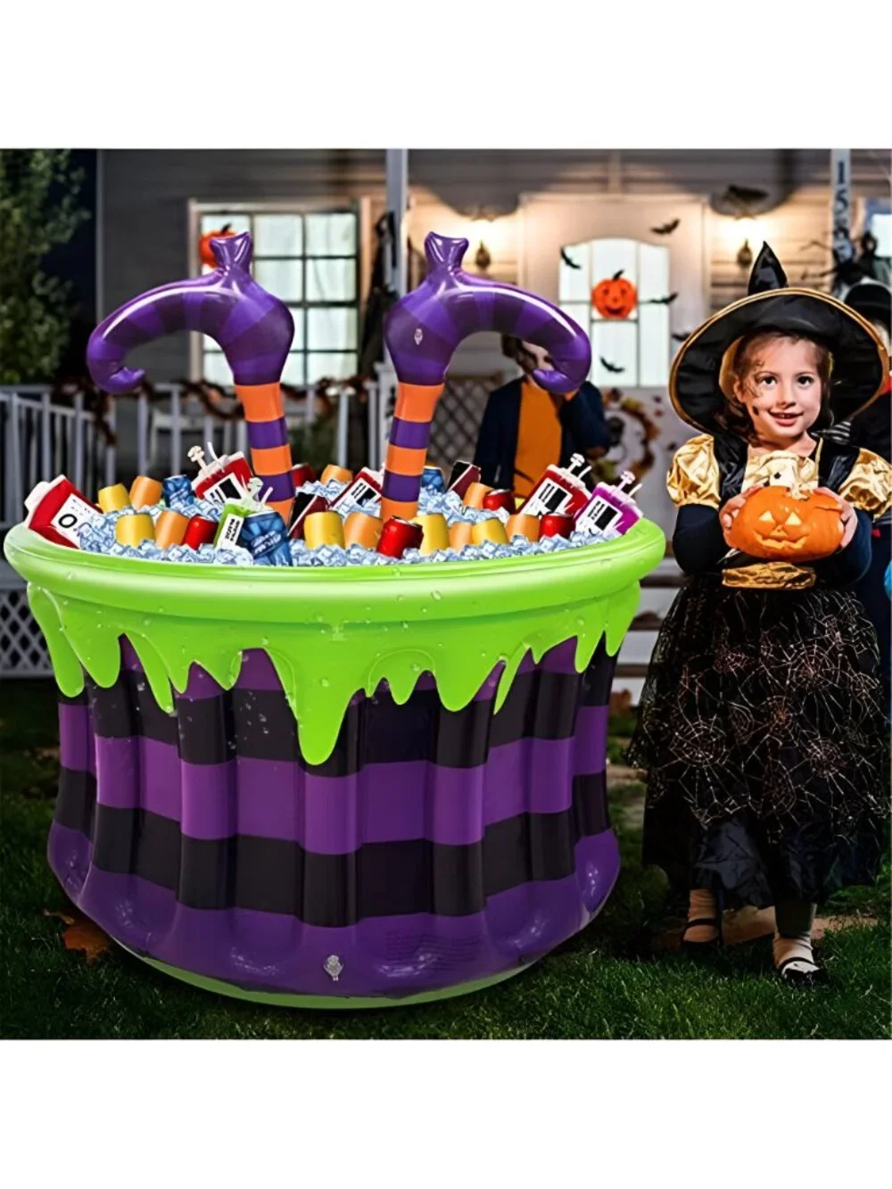 Large Halloween Inflatable Witch Cauldron Cooler Halloween Party Decoration